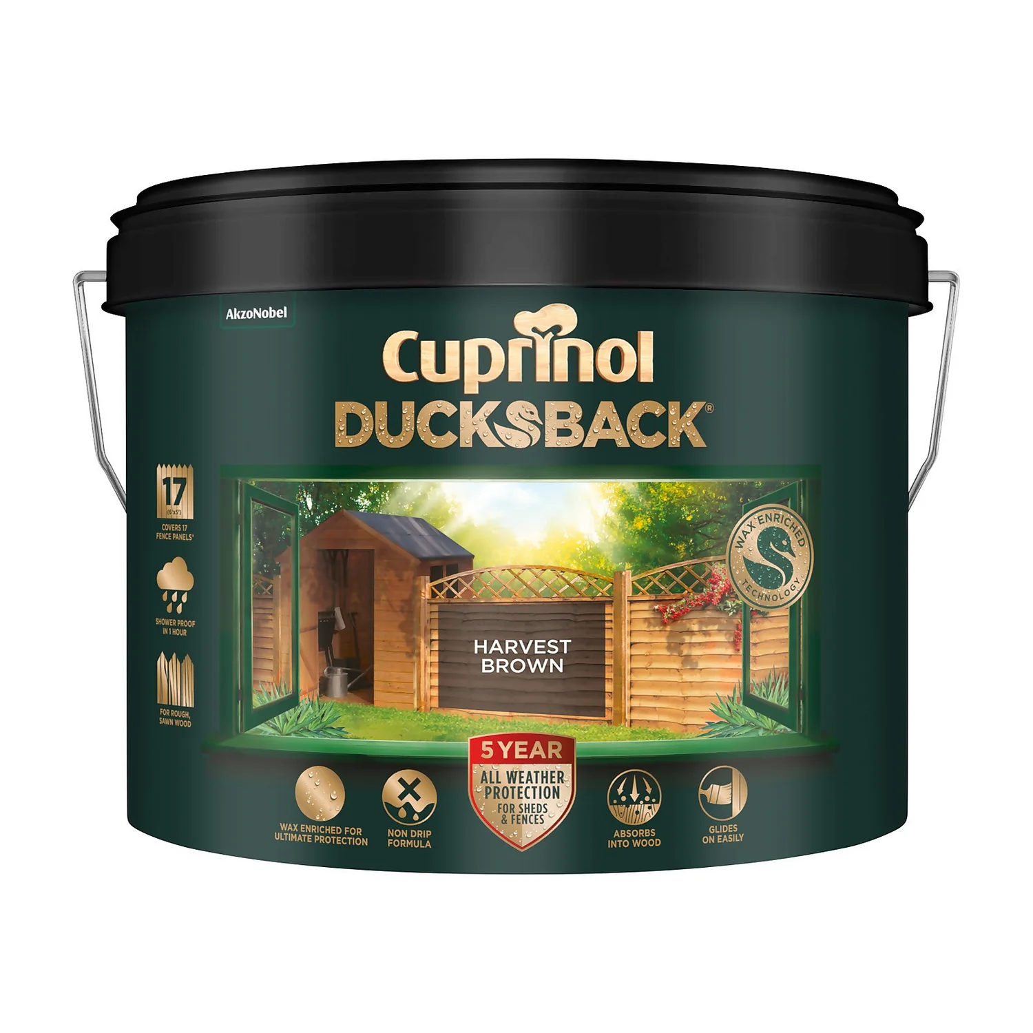Cuprinol 5 Year Ducksback - Harvest Brown - 9L Cuprinol 5 Year Ducksback - Harvest Brown - 9L -Deals Furniture Store 12807597 6264865616310005