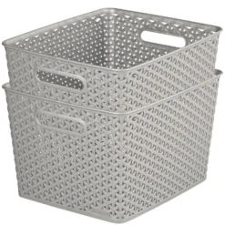 Curver My Style Large Rectangular Plastic Storage Basket - Grey - 18L -Deals Furniture Store 12814518 1964832988641727
