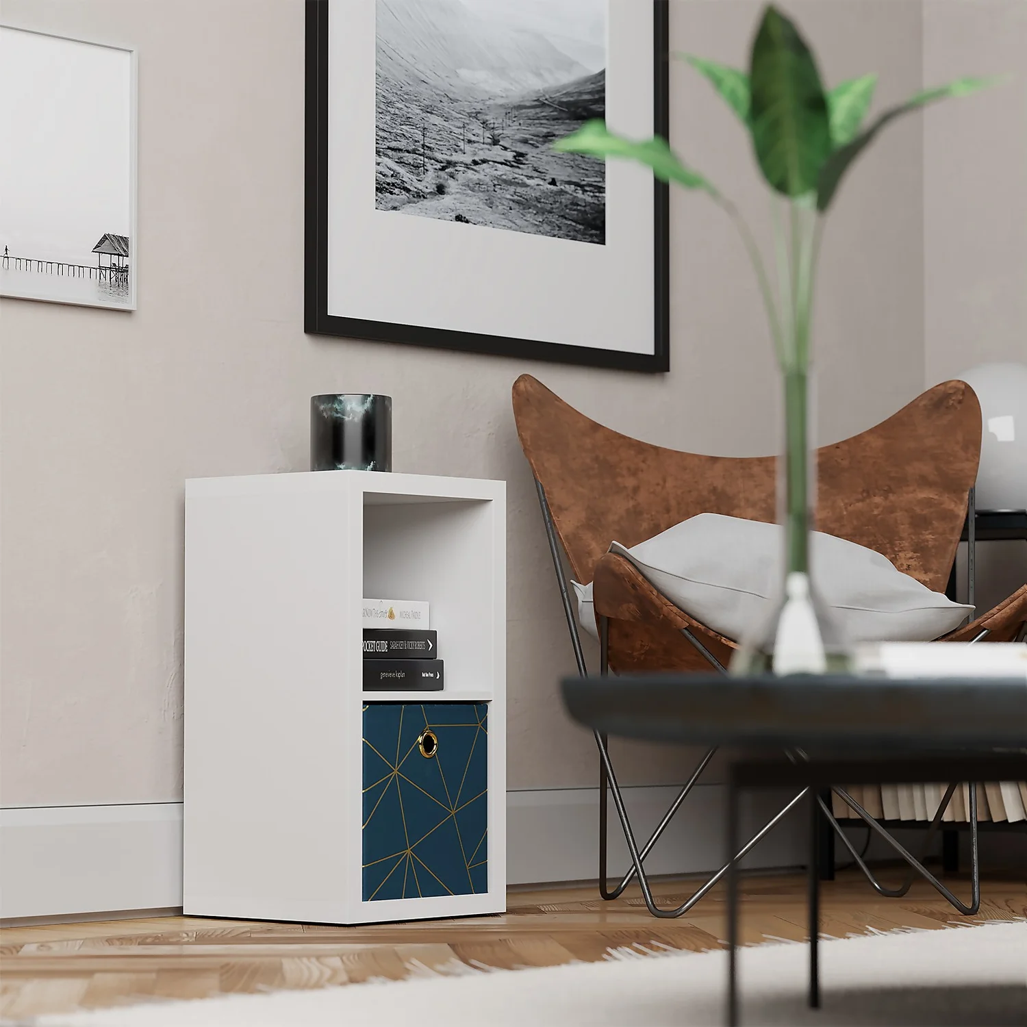 Clever Cube Velvet Geometric Insert - Smokey Blue & Gold Clever Cube Velvet Geometric Insert - Smokey Blue & Gold -Deals Furniture Store 12932951 2144887876850584