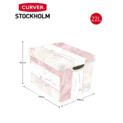 Curver Stockholm Mixed Marble Deco Storage Box - Pink & White 22L -Deals Furniture Store 13148481 2094896660314901