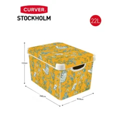 Curver Stockholm Stork Deco Storage Box - Yellow - 22L -Deals Furniture Store 13169628 7774898511971226