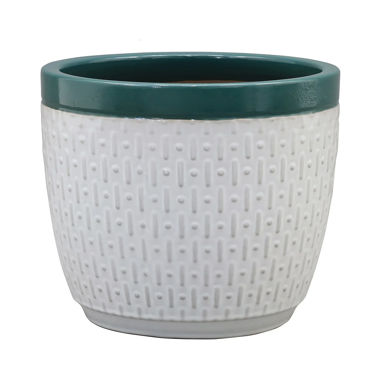 House Beautiful 2 Tone Teal Rim Egg Pot - 25cm House Beautiful 2 Tone Teal Rim Egg Pot - 25cm -Deals Furniture Store 13188804 1634933184082255