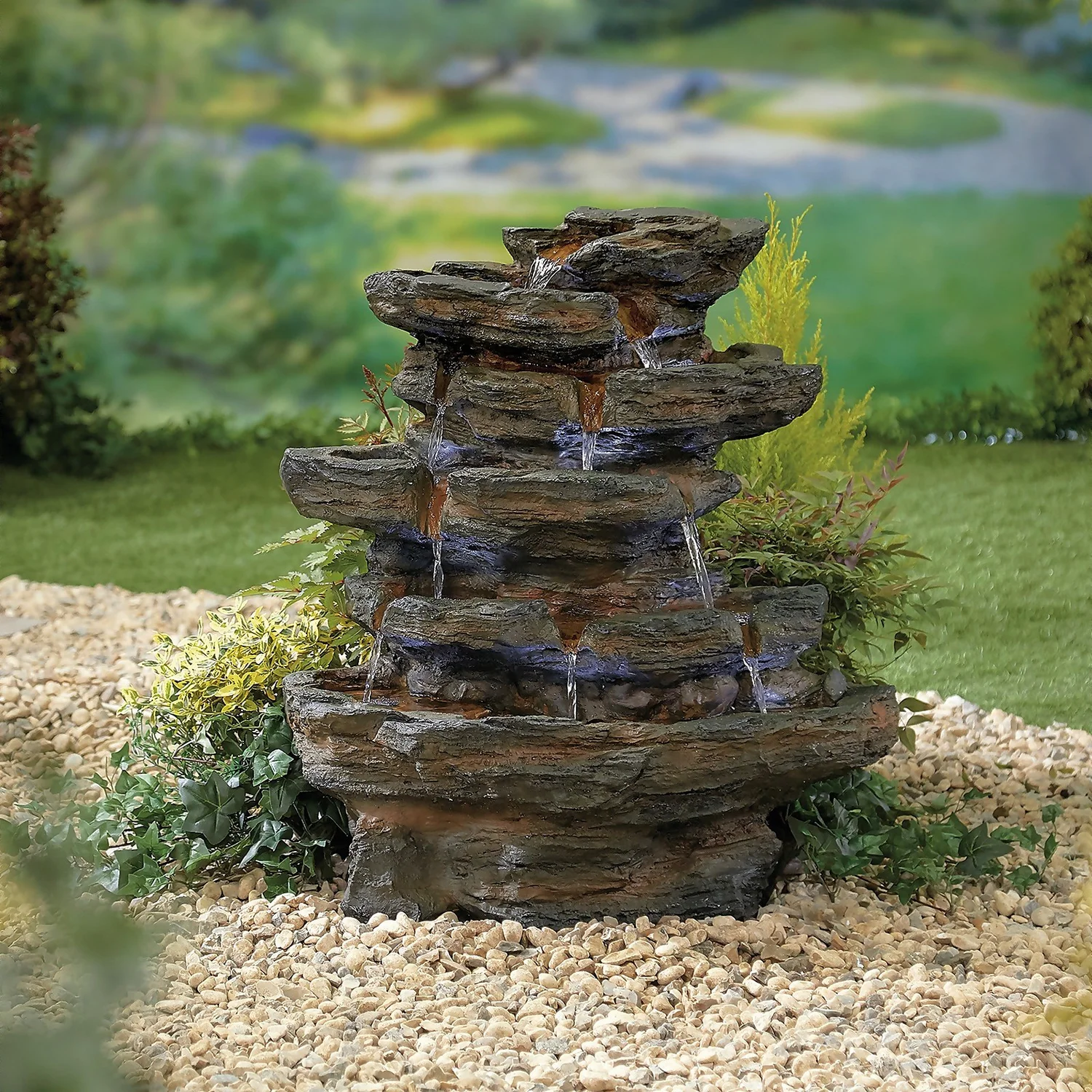 Stylish Fountain Red Rock Springs Water Feature with LEDs Stylish Fountain Red Rock Springs Water Feature With LEDs -Deals Furniture Store 13846066 1654962027820236