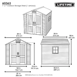Lifetime 7x7ft Outdoor Storage Shed - Rough-Cut Grey 2 Lifetime 7x7ft Outdoor Storage Shed - Rough-Cut Grey -Deals Furniture Store 13997403 1555000054831001