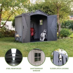 Lifetime 7x7ft Outdoor Storage Shed - Rough-Cut Grey 3 Lifetime 7x7ft Outdoor Storage Shed - Rough-Cut Grey -Deals Furniture Store 13997403 2055000054879100