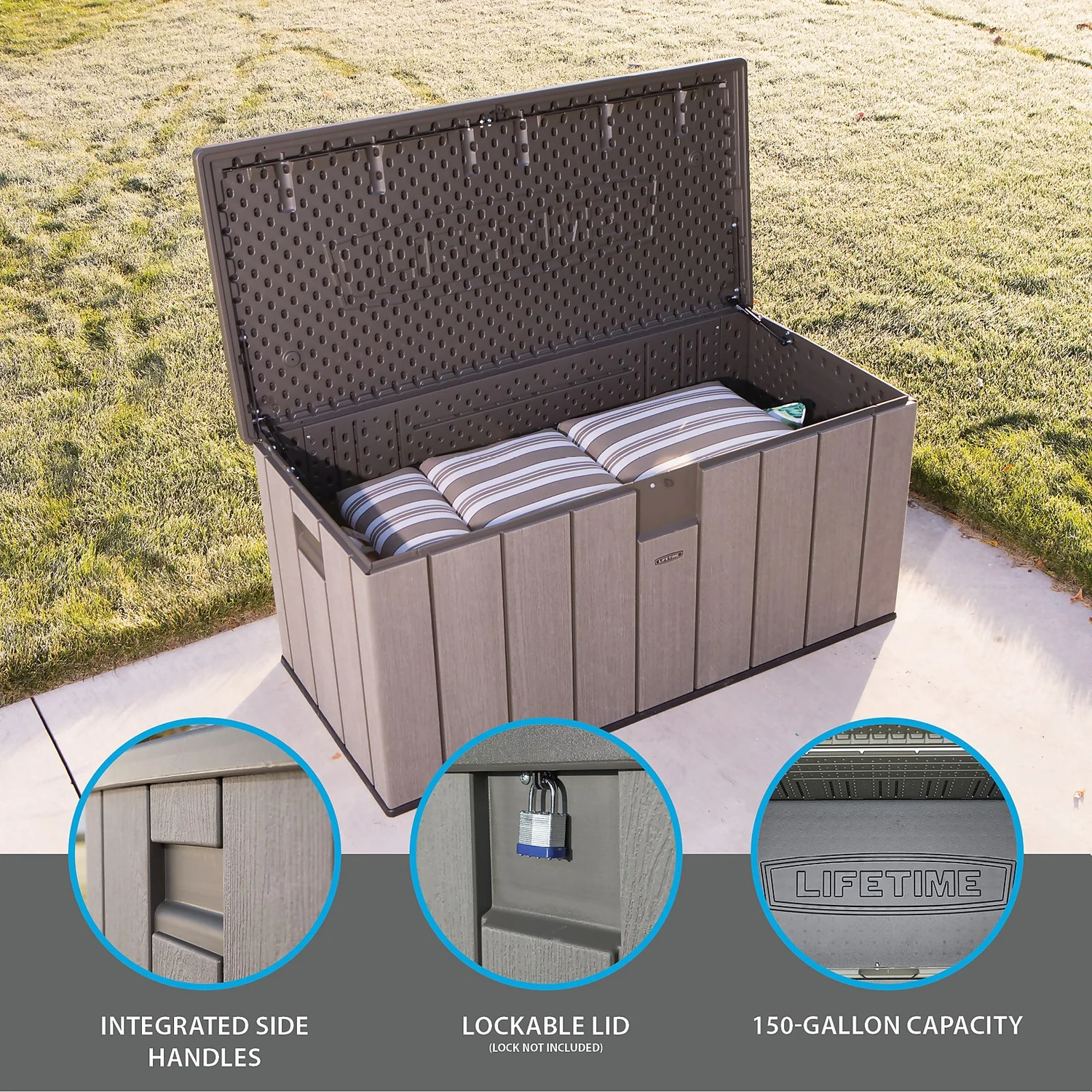 LIFETIME 568L Outdoor Storage Deck Box - Rough-Cut Brown LIFETIME 568L Outdoor Storage Deck Box - Rough-Cut Brown -Deals Furniture Store 13997406 2694999835302845