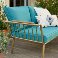 Omari Metal Garden Sofa Set - Teal & Gold -Deals Furniture Store 14005703 3075022638036340